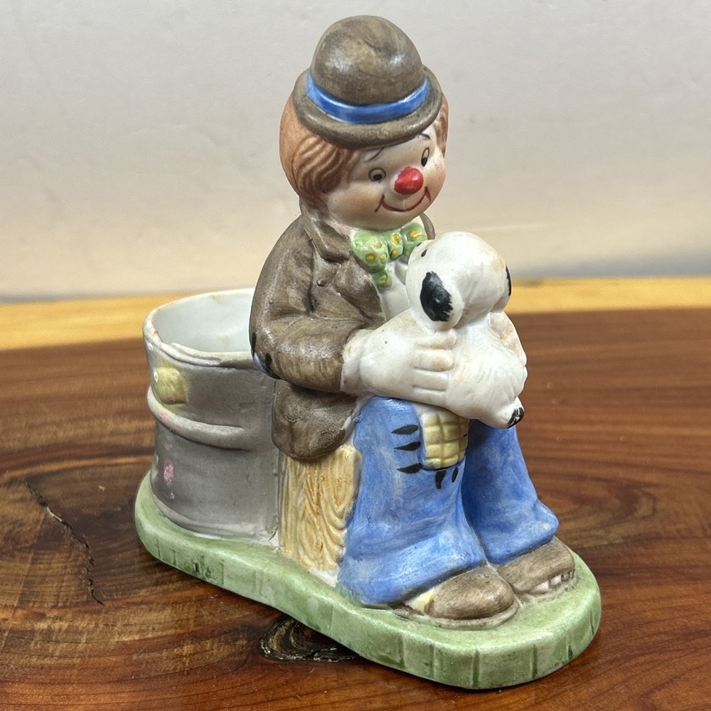Vintage Jasco Hobo Luvkins Candle Holder‎ Clown Hobo With Puppy